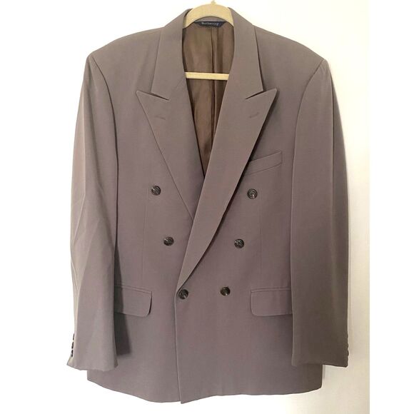 Vintage Burberrys Mens 100 Wool Double Breasted Suit Jacket Coat No Size - Picture 1 of 15